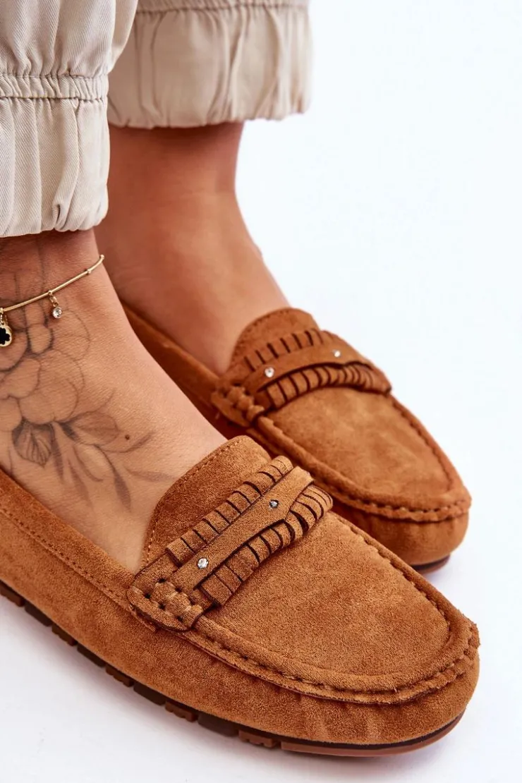 Damskie Boto Damskie Zamszowe Mokasyny Camel Clorie