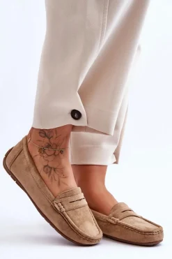 Boto Loafersy Damskie|Mokasyny Damskie Zamszowe*Damskie Zamszowe Mokasyny Brązowe Lenvie