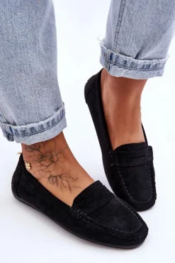 Discount Boto Damskie Zamszowe Mokasyny Czarne Lenvie