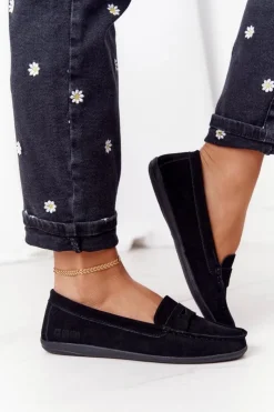 Big Star Shoes Mokasyny Damskie Zamszowe*Damskie Zamszowe Mokasyny Big Star HH274662 Czarne