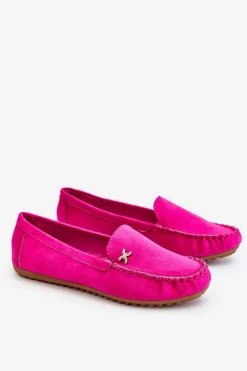Boto Mokasyny Damskie Zamszowe*Damskie Zamszowe Mokasyny Z Ozdobą Fuksja Leah