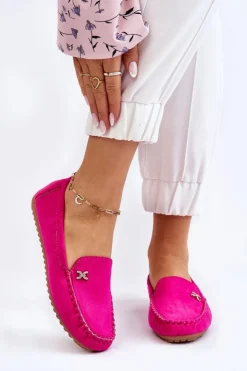 Boto Mokasyny Damskie Zamszowe*Damskie Zamszowe Mokasyny Z Ozdobą Fuksja Leah