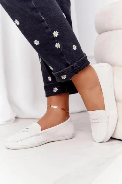 Damskie Big Star Shoes Damskie Zamszowe Mokasyny Big Star HH274665 Ecru