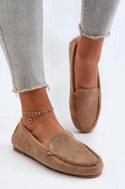 Boto Loafersy Damskie|Mokasyny Damskie Zamszowe*Damskie Zamszowe Mokasyny Ciemnobeżowe Ranica Beżowy