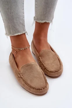 Boto Loafersy Damskie|Mokasyny Damskie Zamszowe*Damskie Zamszowe Mokasyny Ciemnobeżowe Ranica Beżowy