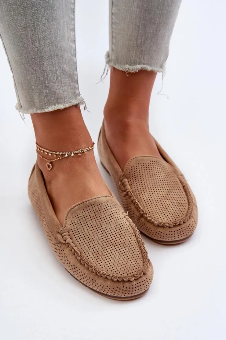 Boto Loafersy Damskie|Mokasyny Damskie Zamszowe*Damskie Zamszowe Mokasyny Ciemnobeżowe Ranica Beżowy