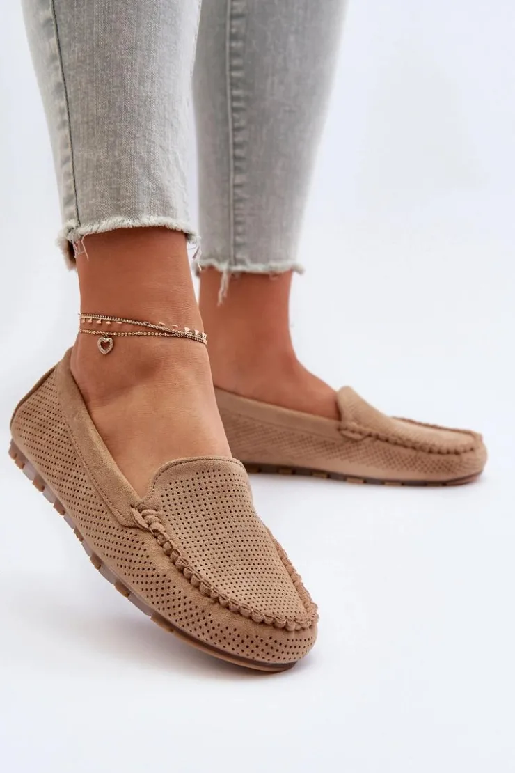 Boto Loafersy Damskie|Mokasyny Damskie Zamszowe*Damskie Zamszowe Mokasyny Ciemnobeżowe Ranica Beżowy