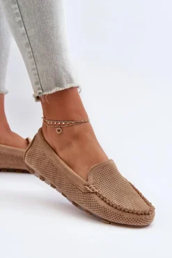 Boto Loafersy Damskie|Mokasyny Damskie Zamszowe*Damskie Zamszowe Mokasyny Ciemnobeżowe Ranica Beżowy