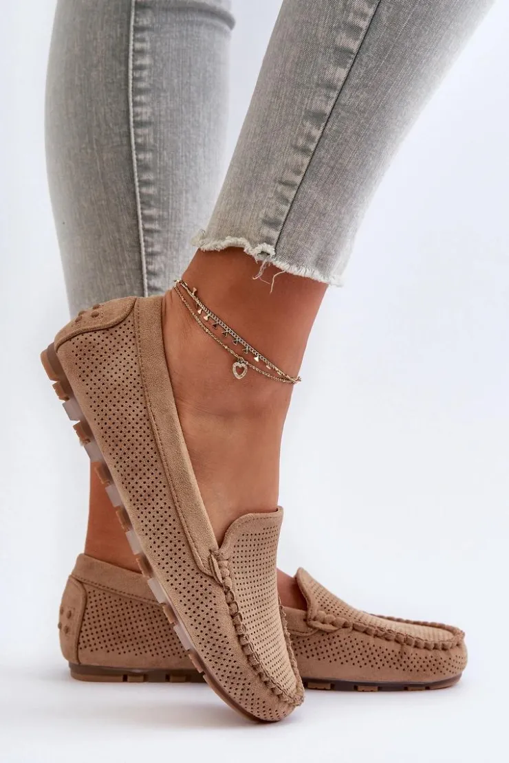 Boto Loafersy Damskie|Mokasyny Damskie Zamszowe*Damskie Zamszowe Mokasyny Ciemnobeżowe Ranica Beżowy