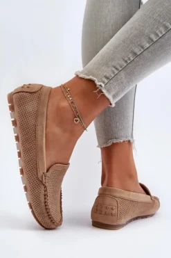 Boto Loafersy Damskie|Mokasyny Damskie Zamszowe*Damskie Zamszowe Mokasyny Ciemnobeżowe Ranica Beżowy