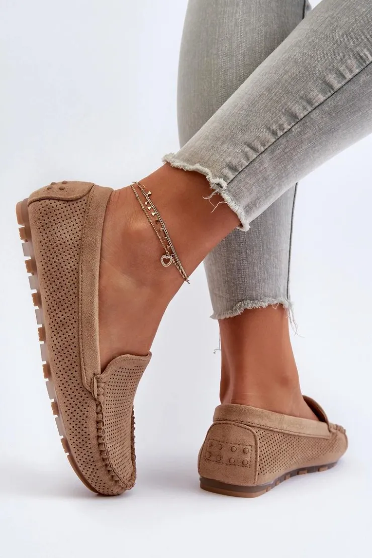 Boto Loafersy Damskie|Mokasyny Damskie Zamszowe*Damskie Zamszowe Mokasyny Ciemnobeżowe Ranica Beżowy