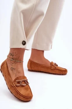 Discount Boto Damskie Zamszowe Mokasyny Na Płaskiej Podeszwie Brązowe Appia