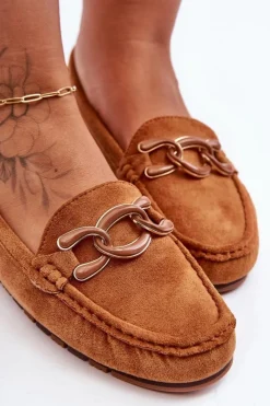 Discount Boto Damskie Zamszowe Mokasyny Na Płaskiej Podeszwie Brązowe Appia