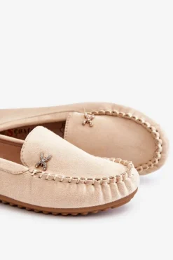 Best Boto Damskie Zamszowe Mokasyny Z Ozdobą Beżowe Leah