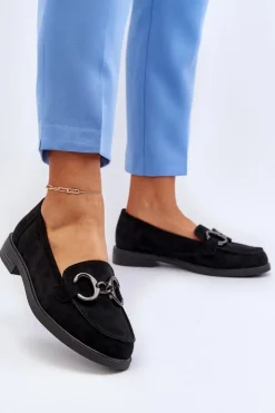 Discount Buty damskie Vinceza Damskie Zamszowe Mokasyny Z Ozdobą Czarne Echonesa Czarny