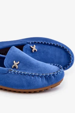 Damskie Boto Damskie Zamszowe Mokasyny Z Ozdobą Niebieskie Leah