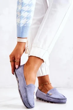 Boto Mokasyny Damskie Zamszowe*Damskie Zamszowe Mokasyny Niebieskie Madelyn