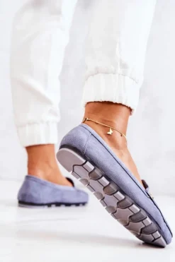 Boto Mokasyny Damskie Zamszowe*Damskie Zamszowe Mokasyny Niebieskie Madelyn