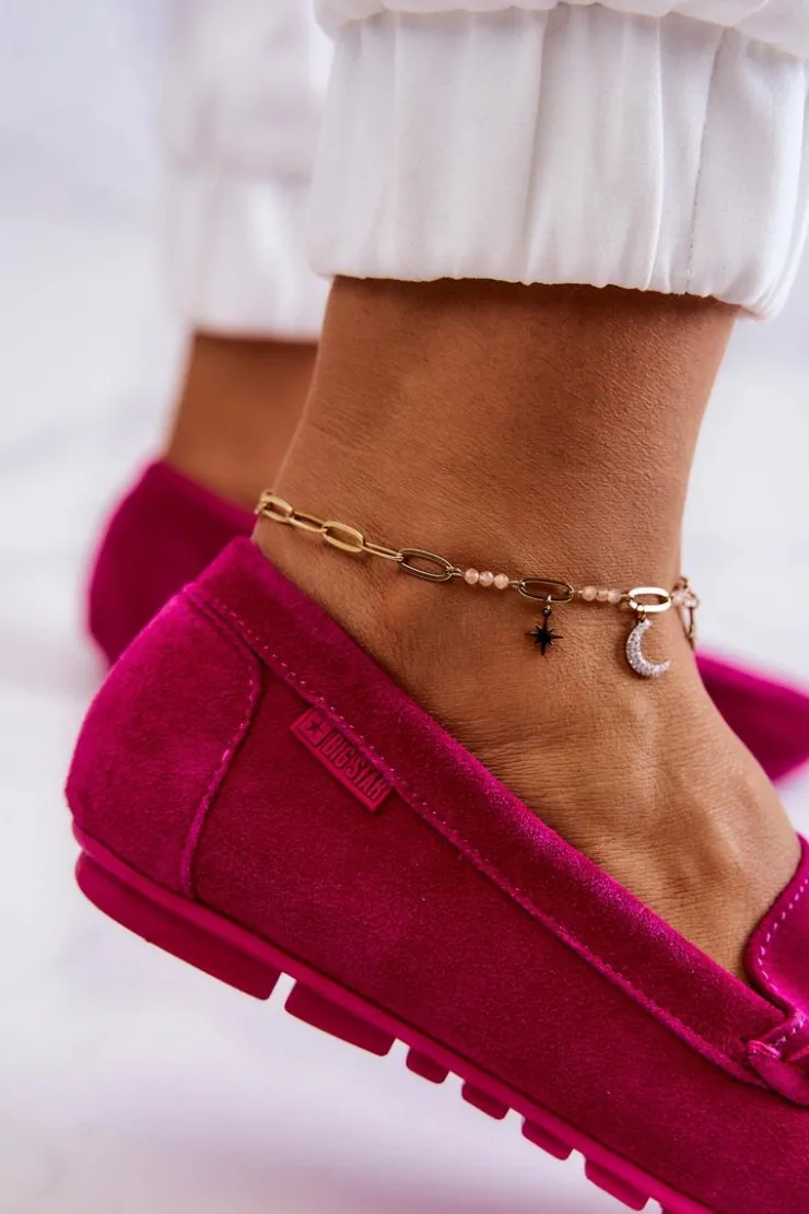 Big Star Shoes Mokasyny Damskie Zamszowe*Damskie Zamszowe Mokasyny Big Star JJ274656 Fuksja