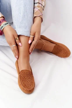 Damskie Boto Damskie Zamszowe Mokasyny Camel Molly