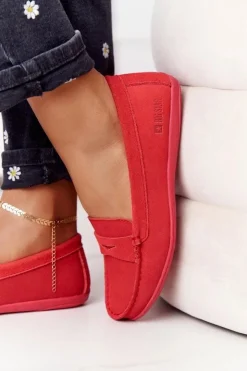 Big Star Shoes Mokasyny Damskie Zamszowe*Damskie Zamszowe Mokasyny Big Star HH274668 Koralowe