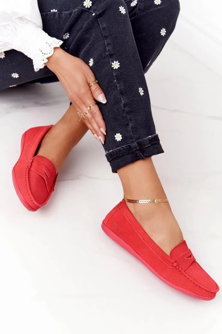 Big Star Shoes Mokasyny Damskie Zamszowe*Damskie Zamszowe Mokasyny Big Star HH274668 Koralowe