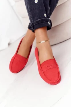 Big Star Shoes Mokasyny Damskie Zamszowe*Damskie Zamszowe Mokasyny Big Star HH274668 Koralowe