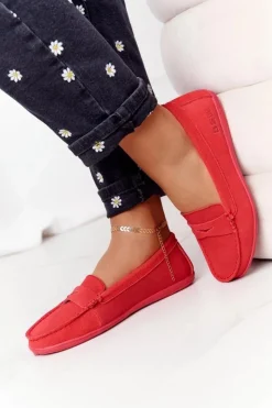 Big Star Shoes Mokasyny Damskie Zamszowe*Damskie Zamszowe Mokasyny Big Star HH274668 Koralowe