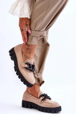 Best Buty damskie Vinceza Damskie Zamszowe Mokasyny Na Platformie Beżowe Bennett