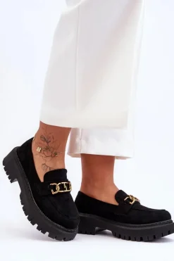 Boto Mokasyny Na Platformie|Mokasyny Damskie Zamszowe*Damskie Zamszowe Mokasyny Na Platformie Czarne Larey