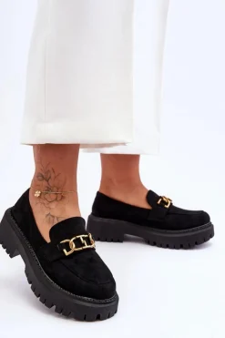 Boto Mokasyny Na Platformie|Mokasyny Damskie Zamszowe*Damskie Zamszowe Mokasyny Na Platformie Czarne Larey