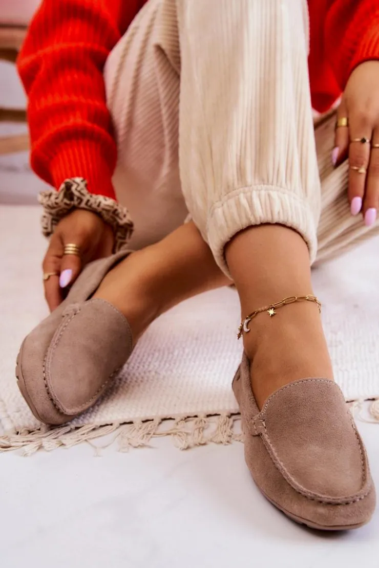 Big Star Shoes Mokasyny Damskie Zamszowe*Damskie Zamszowe Mokasyny Big Star JJ274658 Cappuccino