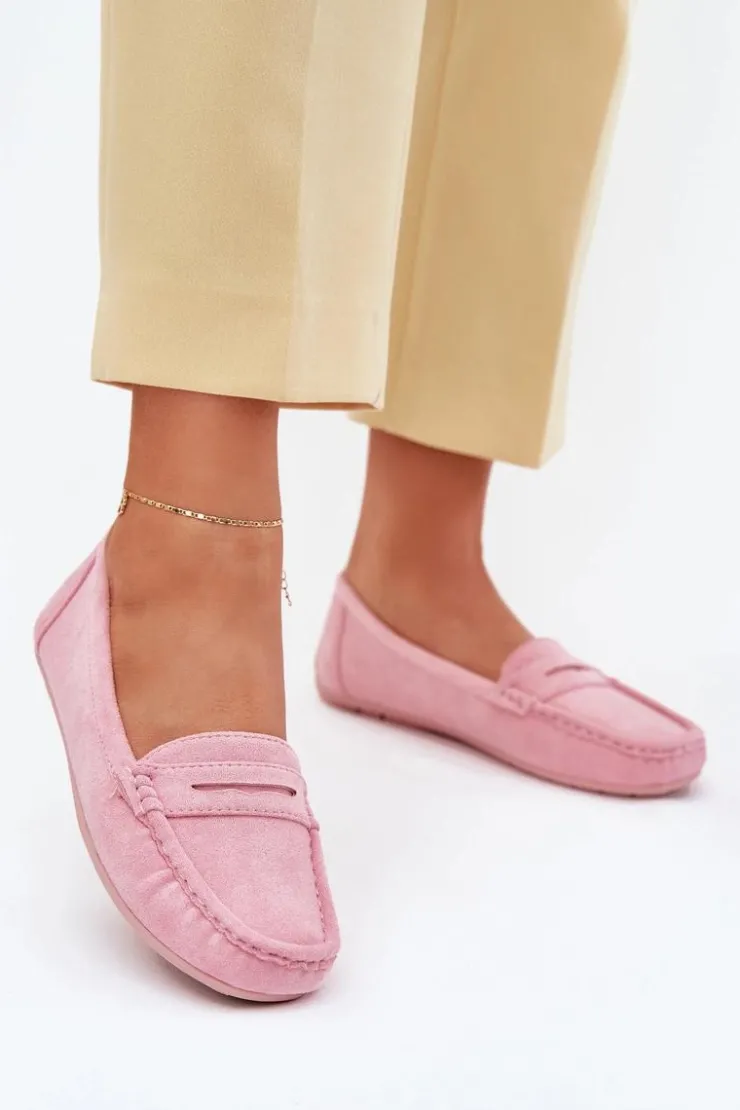 Best Boto Damskie Zamszowe Mokasyny Jasnoróżowe Lenvie Różowy