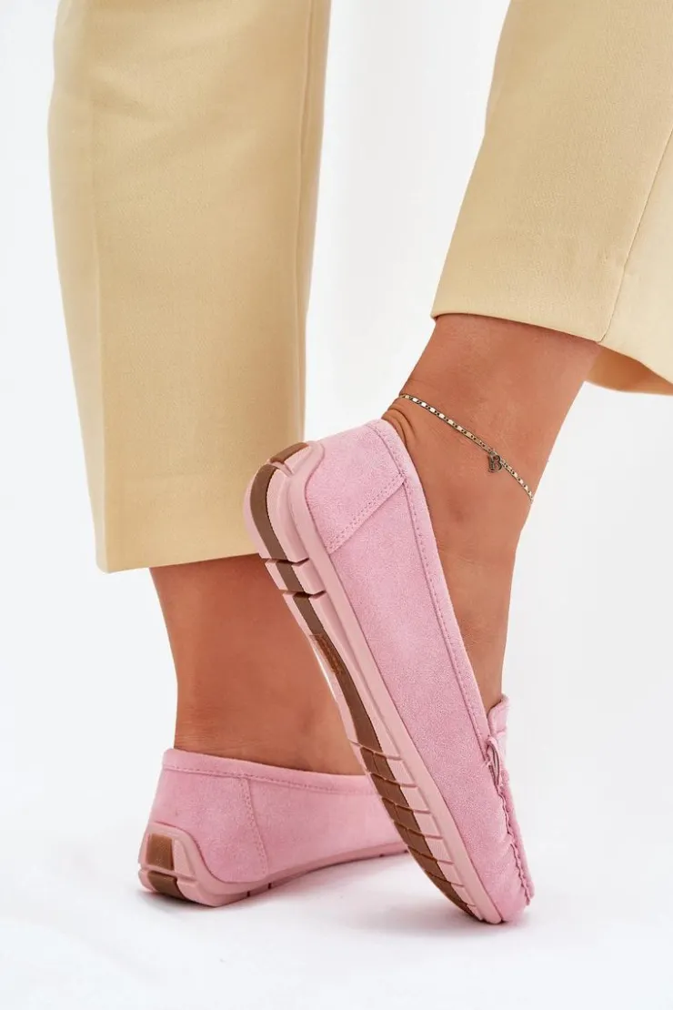 Best Boto Damskie Zamszowe Mokasyny Jasnoróżowe Lenvie Różowy