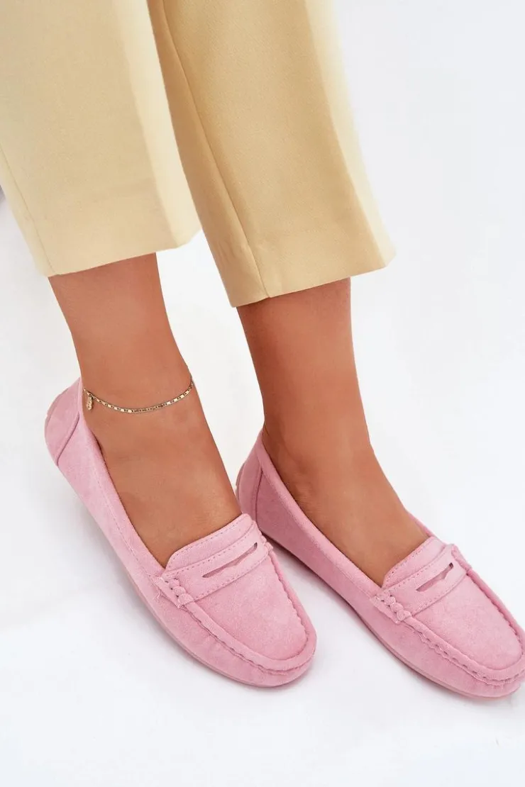 Best Boto Damskie Zamszowe Mokasyny Jasnoróżowe Lenvie Różowy