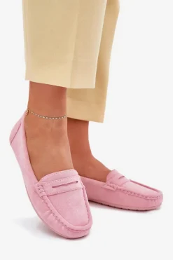 Best Boto Damskie Zamszowe Mokasyny Jasnoróżowe Lenvie Różowy