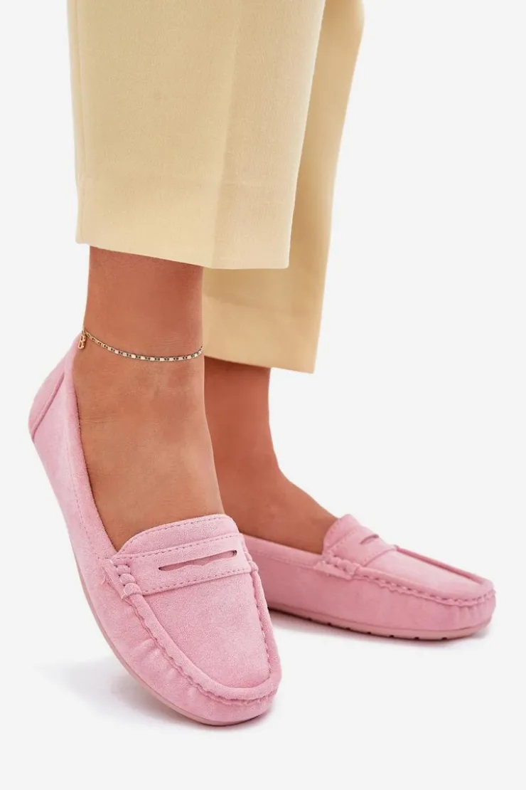 Best Boto Damskie Zamszowe Mokasyny Jasnoróżowe Lenvie Różowy