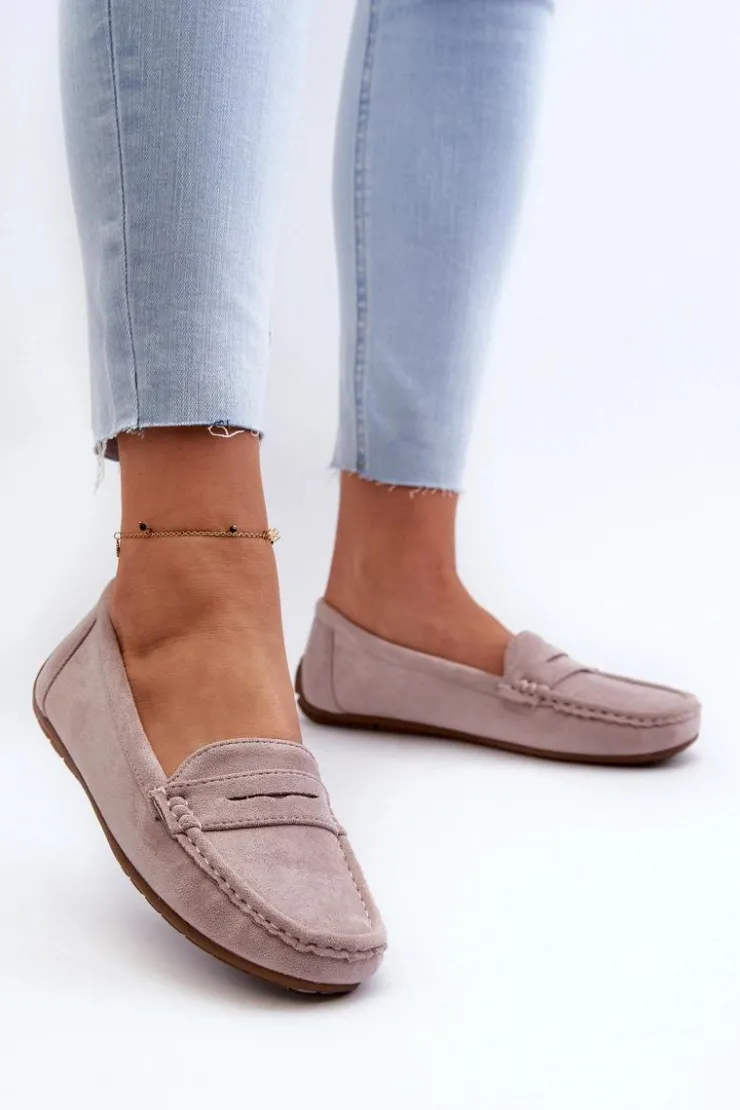 Damskie Boto Damskie Zamszowe Mokasyny Fioletowe Lenvie