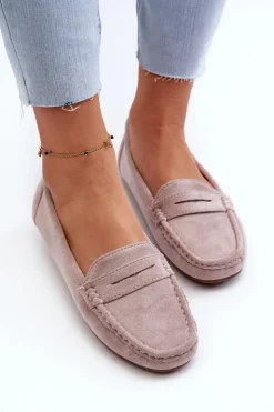 Damskie Boto Damskie Zamszowe Mokasyny Fioletowe Lenvie