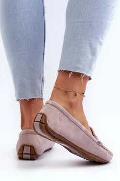 Damskie Boto Damskie Zamszowe Mokasyny Fioletowe Lenvie