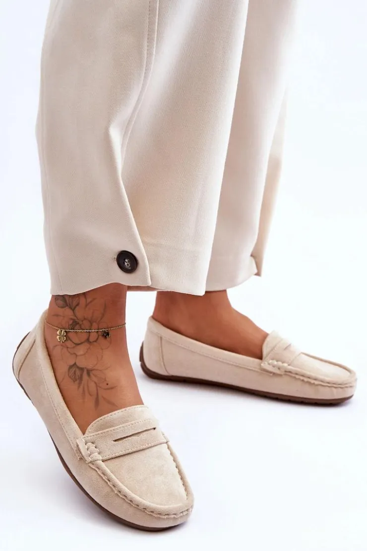 Damskie Boto Damskie Zamszowe Mokasyny Beżowe Lenvie