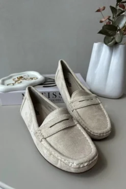 Damskie Boto Damskie Zamszowe Mokasyny Beżowe Lenvie