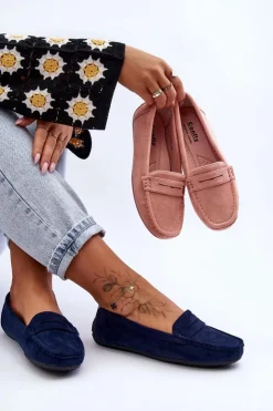 Boto Mokasyny Damskie Zamszowe*Damskie Zamszowe Mokasyny Granatowe Lenvie Niebieski