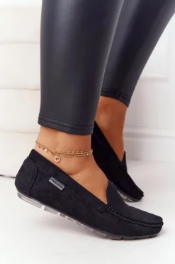 Boto Mokasyny Damskie Zamszowe*Damskie Zamszowe Mokasyny Czarne San Marino