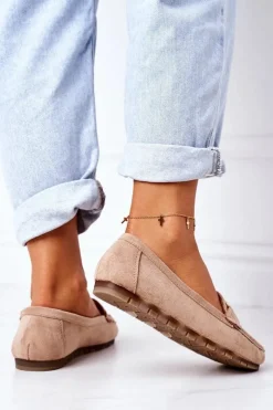 Best Boto Damskie Zamszowe Mokasyny Jasny Brąz Downtown