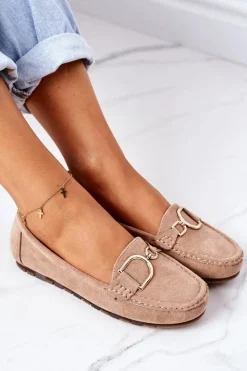 Best Boto Damskie Zamszowe Mokasyny Jasny Brąz Downtown