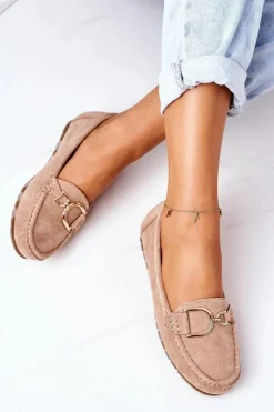 Best Boto Damskie Zamszowe Mokasyny Jasny Brąz Downtown