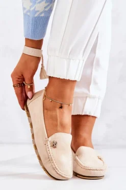 Boto Mokasyny Damskie Zamszowe*Damskie Zamszowe Mokasyny Beżowe Madelyn