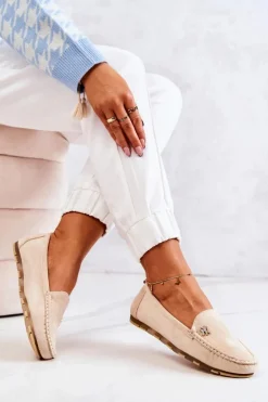 Boto Mokasyny Damskie Zamszowe*Damskie Zamszowe Mokasyny Beżowe Madelyn
