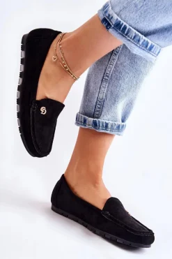 Damskie Boto Damskie Zamszowe Mokasyny Czarne Colena